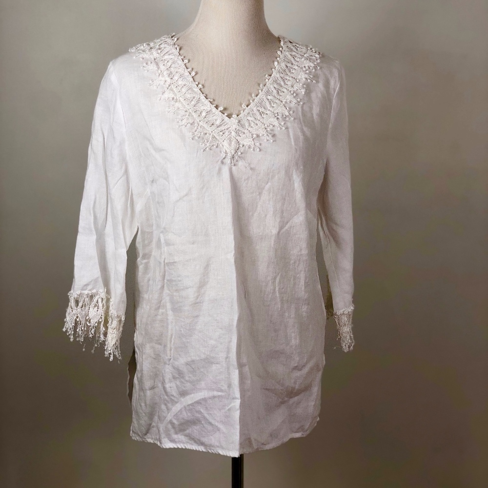 Tweeds White 100% Linen Shirt - XL